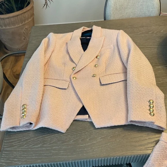 Pink tweed blazer and skirt set, Biltmore, size 14 - Picture 3 of 4